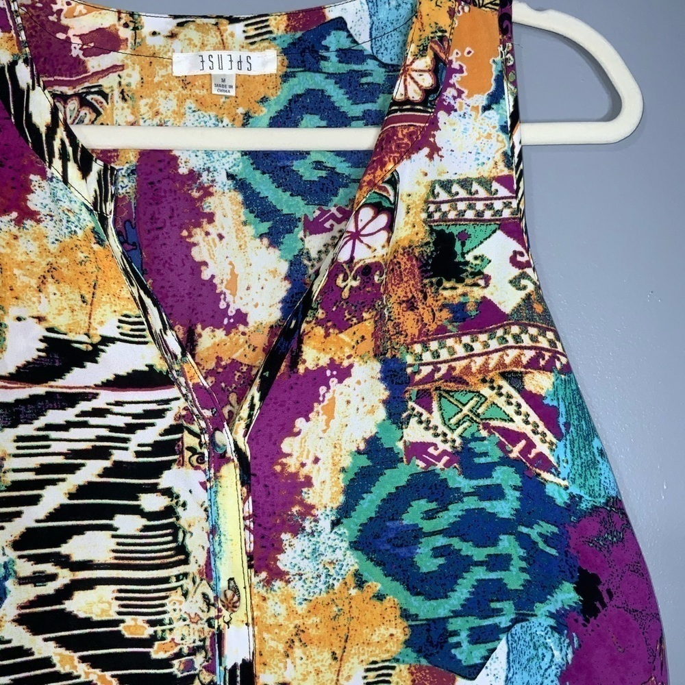 Spense Sleeveless Multicolor Multi-Patterned Butt… - image 3